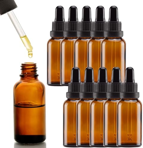 Cutiolly apoteksflaska, pipettflaska, pipettflaska, glas, apoteksflaska brun, för eteriska oljor, aromaterapi, butelka apteczna, vätska (50 ml–10 st.)