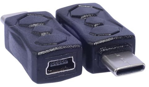 QUEENYARD Adaptador Mini USB Hembra a Tipo C Macho, convertidor Universal para tabletas y teléfonos, Compatible con transmisión de Datos de 480 Mbps.