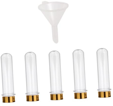 Beavorty 6 Stück 40 Ml Pet Reagenzglasfläschchen Mit Auslaufsicherer Verschluss Aufbewahrungsröhrchen Für Süßigkeiten Basteln Flüssigkeiten Mit Flachem Boden Und Trichter
