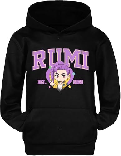 MAGLIERIA CONFORTI Felpa con Cappuccio di Rumi per Bambina Unisex Spedizione Express (IT, età, 9 Anni, 10 Anni, Regular, Nero)