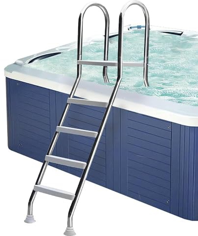 132 cm simbassängstege, kraftig poolstege ovanför marken, pooltrappor i rostfritt stål med halkfria pedaler, för resor, bakgårdspool, hem
