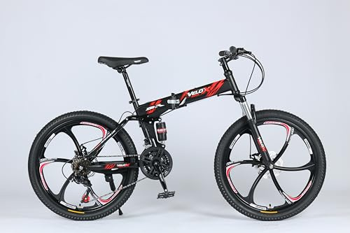selling united 26inch Foldable Mountain Bike Dual Suspension Hardtail Bicycle Men Women Mountain Bike 21 Speed Drivetrain Lightweight Frame Sport Cycling Bike for Adult (Black (2026 Model))