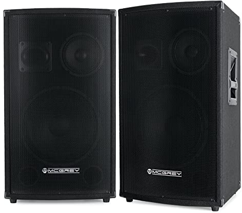McGrey Coppia SL-12/3 Cassa DJ PA a 3 Vie 30cm (12) Subwoofer 600W (Passiva, Sistema a 2 Vie, Cassa in Legno)