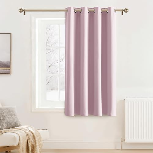 PONY DANCE Thermal Blackout Curtain for Window, Pink, W52 x L63 Inch | Soft Eyelet Single Curtain & Drape for Privacy & Noise Reduction in Living Room, Bedroom & Kitchen, 63 Inch Drop, 1 Panel