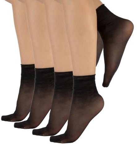 CALZITALY PACK 4/5 PAIA - Calzini Taglio Vivo, Calze Senza Bordo Elastico, Calzini Lisci, Calzini a Pois, 20 DEN, Blu, Nero, Naturale, Grigio, Verde, Made in Italy (Taglia unica, Nero)