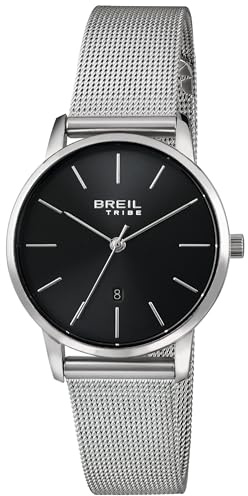 Breil, Collezione Avery, Orologio Donna in Acciaio, Movimento al Quarzo Solo Tempo, Resistente all'Acqua, Lunghezza Regolabile 14.5-20 cm, Chiusura Déployante con Pulsanti, Cassa 25 mm, Silver-Black