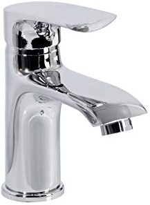 FACKELMANN Wasserhahn LUXOR Chrom Glanz/hochwertiger Wasserhahn für zu Hause/Armatur mit einem leicht gebogenen Wasserausfluss (Farbe: Chrom Glanz) / Maße: ca. 15,5 cm/Menge: 1 Stück