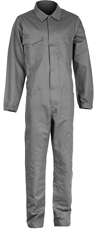 Cover Overall Herren Arbeitskleidung - Rallyekombi Overall mit Verstecktem Reißverschluss, Zwei Oberen Taschen, Zwei Fronttaschen, Werkzeugtasche, Elastische Bündchen, Elastischer Bund Rauchgrau L
