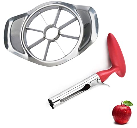 Taglia Mele, Affettatrice di Mele Tagliafrutta Affetta Mele in Acciaio Inox Divisore di Mele Detorsolo di Mele, Robusto e Affilato per Insalate e Cestini di Frutta - Facile da Pulire