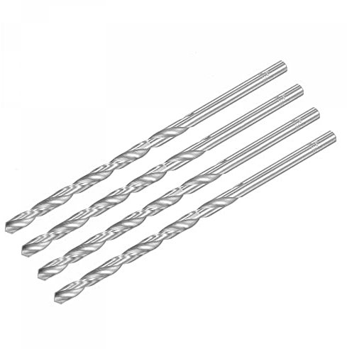 sourcing map HSS(High Speed Steel) Extra Long Twist Drill Bits, 6.5mm Drill Diameter 160mm Length 4 Pcs