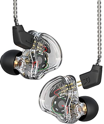 Auriculares in Ear Gaming IEM de CCZ Melody In-Ear-Monitor, de Graves Profundos Deep Bass HiFi con Cable Desmontable de 2 Pines 4N OFC para Audiófilo/MP3/MP4/PC(Transparente Negro, sn micrófono)