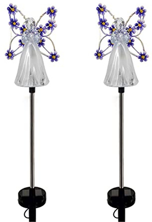 YWBL-WH 2PCS Angel Solar Lights LED Solar Garden Stake Lights Outdoor Garden Angel Decoration ()