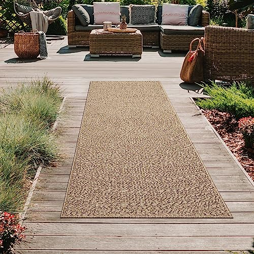 Teppich-Traum Outdoor Teppich außen Läufer lang wetterfest Sisal-Optik Garten Dachterrasse Balkon 80x250 cm