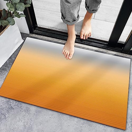Fußmatte für den Innenbereich, saugfähig, Badteppich, Eingang, rutschfest, Orange, Grau, Ombré, Minimalismus, Farbstreifen, Küchenteppiche, moderner Farbverlauf, abstrakte Kunst, Fußmatten für