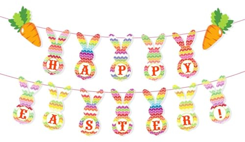 Striscione di Pasqua felice, Banner di Pasqua per la decorazione della casa, Bunting per feste pasquali, Decorazione per Feste di Pasqua, Decorazioni con striscione di Pasqua