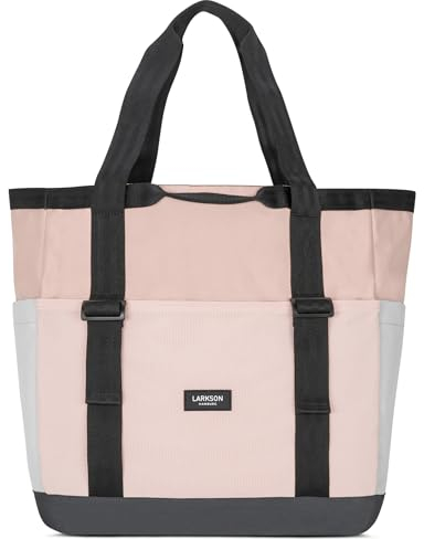 LARKSON Strandtasche Rosa Grau - Smilla - Badetasche mit Reißverschluss - Shopper Tasche Damen & Herren - Familie Strand Beach - Einkaufstasche aus Recyceltem PET