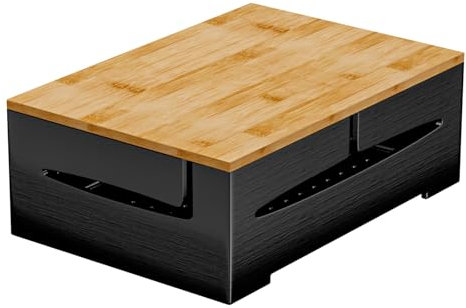 Exabang Kabelbox, Kabelmanagement Box zum Kabel Verstecken, Bambus Kabel Organizer Box, Cable Management Box für Wohnzimmer, Büro (Schwarz)