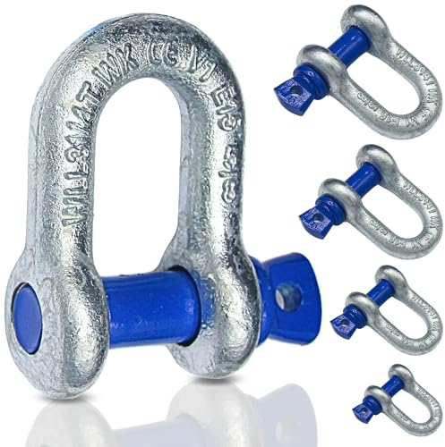 Schäkel gerade 0,5t - 12t | Schäkel Set Stahl galvanisch verzinkt | 2, 4, 10 Stück | Version Schäkel 0,5t 4 Stück