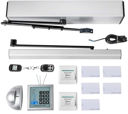 Ouvre-porte et ferme-porte automatiques, ouvre-porte battante électrique automatique robuste avec télécommande à capteur, moteur sans balais, bouton poussoir, ouvre-porte battante, 120 degrés maximum