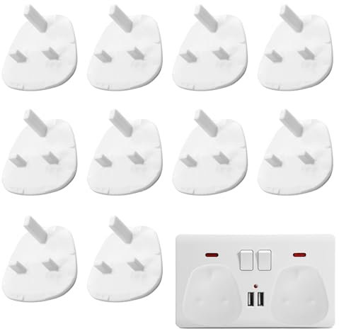 10 Packs of Plug Socket Covers UK White Safety Plug Covers for Sockets UK Baby Plug Socket Covers UK Easy-Fit Plug Socket Covers UK Electric Socket Covers for Toddler Proofing