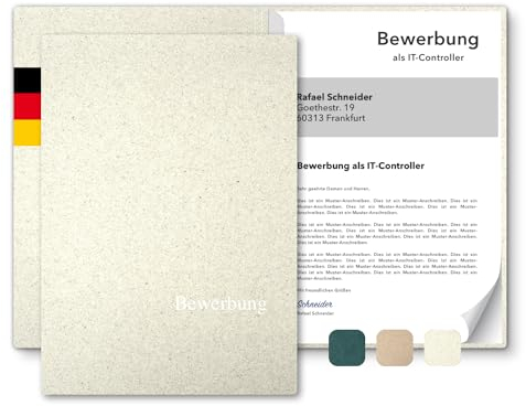 5 Stück 1-teilige Bewerbungsmappen A4 Recyclingkarton - ECO mit Klemmschiene und Prägung Bewerbung - hochwertig aus nachhaltiger Pappe - direkt vom Hersteller STRATAG (Graspapier, 5 Stück)
