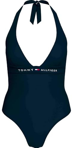 Tommy Hilfiger Maillot de Bain Femme Halter One Piece Dos Nu, Bleu (Dark Night Navy), S