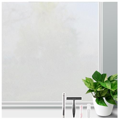 LEMON CLOUD Pellicola per Finestre Privacy, Statica Autoadesiva, Pellicola Opaca Vetri, Anti-UV, Controllo di Calore, per Ufficio Bagno Camera 44,5 x 200 CM con Utensile