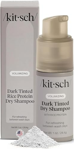 Kitsch Volumizing Rice Protein Dry Shampoo Powder Pump - Dark Tinted, 1oz