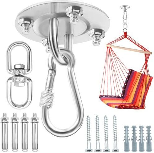 Gancho de Techo Resistente Giratorio de 360°, Soporte de Techo para Saco de Boxeo de Acero Inoxidable de hasta 400 kg, Gancho de Techo Resistente para Hamaca para Silla Colgante, Columpio, Yoga