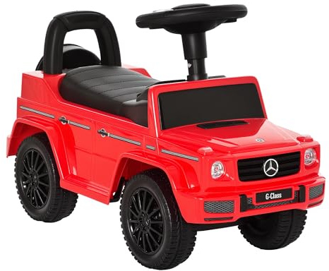 HOMCOM Niños Empuje camión Mercedes Benz Licencia 12-36 Meses Pecho Cuerno Faros Rojo