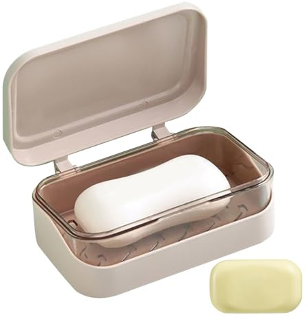 Portable Soap Box | Soap Dish with Drainage Tray | Space Saving Double Layer Container for Shower Travel Camping Bathroom Dishwashing Bathtub