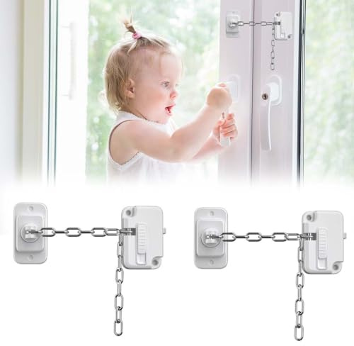 JYNVO 2 Pezzi Blocca finestra aperta, Blocco cassetti per bambini, Ferma cassetti sicurezza bambini, per Porte Finestre E Frigoriferi Cassetti Lavatrici Armadi