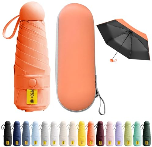 BEKKLPOU Mini Parapluie De Poche, Anti-UV, Léger, Compact, Facile à Transporter, Adapté à Diverses Occasions (Orange pamplemousse)