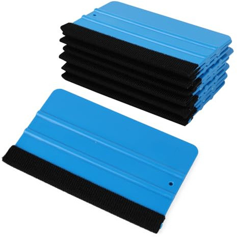 10pcs Espatula Vinilo Profesional, Espátula de Plástico y Fieltro, Ideal para Filmar Coches, Ventanas y Muebles, 13 X 8 cm, Color Azul