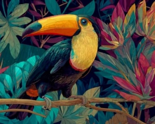 5D DIY Diamond Painting Kits for Adults & Kids Full Drill, Crystal Art Gem Painting for Home Wall Decor, Perfect for Relaxation Stress Relief Gifts, Easy Create Masterpiece, Animal Toucan 20x30cm A128