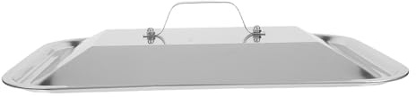 SHINEOFI Bistecchiera con Manico in Acciaio Inox Rettangolare Copertura Anti Schizzi D’olio con Coperchio per Teglie da Forno Profonde per Riunioni in Famiglia