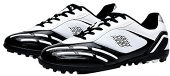 Générique de Football pour Chaussures de Football pour garçons et Filles Chaussures de Sport athlétiques antidérapantes pour l'extérieur/l'intérieur (White, 40 Big Kids)