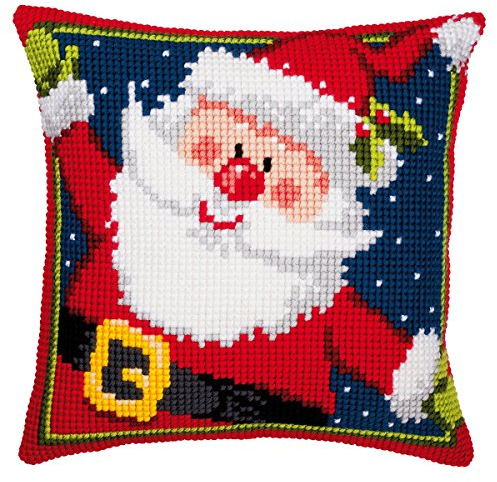 VERVACO Kreuzstich Stickpackungen Kissen Stickerei Set Anfänger Vorgedruckt Der Nikolaus DIY Set Kreativ Set Für Erwachsene Dekoratives Kissen ca. 40 x 40 cm Bastelset Handwerker Haus Dekoration