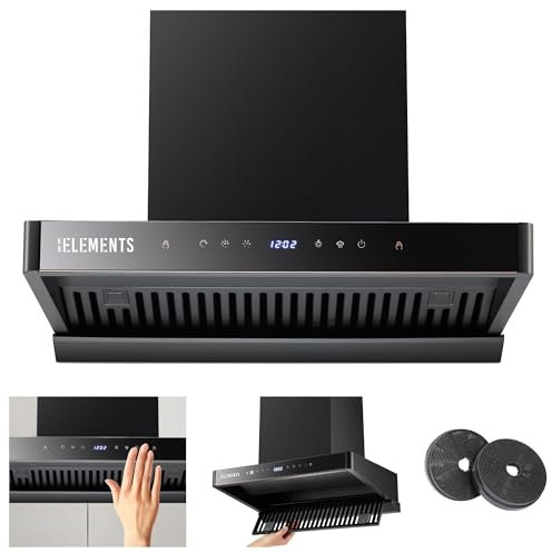 KB ELEMENTS Dunstabzugshaube 80cm, Umluft/Abluft Dunstabzugshaube mit 1350m³/h starke Saugleistung, 8 Einstellstufen, Aktivkohlefilter,Effizienz A+, ELK151H80