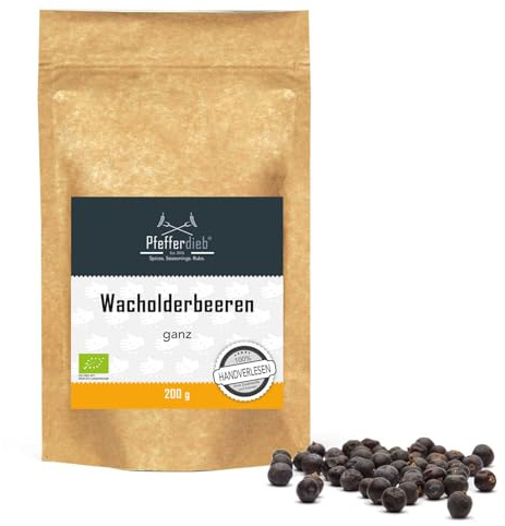 Wacholderbeeren ganz aus Wildsammlung, Wacholder, Premium BIO Qualität, 200g - by Pfefferdieb®