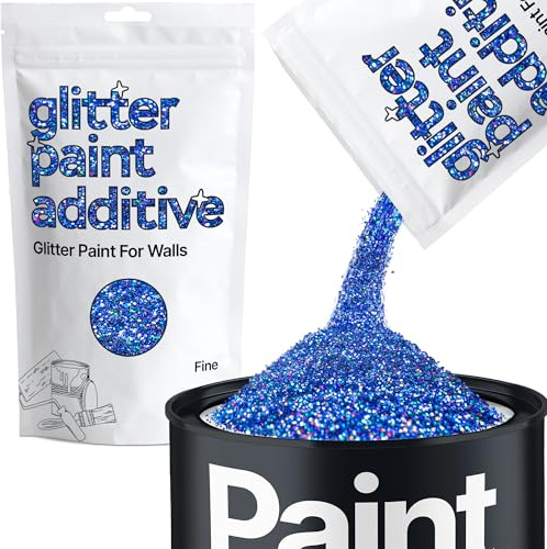 Hemway Sapphire Blue Holographic Glitter Paint Additive Fine 100g | for Paints & Varnish | Paint Walls Sparkly Add to Emulsion, Acrylic or Lacquer Indoor