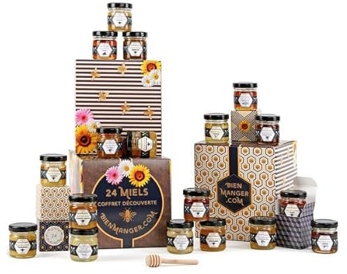 Calendrier de l'Avent Miel 24 pots - Sélection de miels français et du monde - Coffret cadeau Noël - BienManger.com