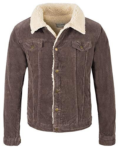 Rock Creek Herren Cordjacke Winterjacke Teddyfutter Jeansjacke Herrenjacke Herren Winter Jacken Teddyfellkragen Parka Warm H-211 Mocca XL