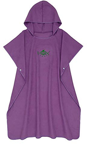 Serviette Poncho Adulte Microfibre Serviette Changement Robe à Capuche Légère Séchage Rapide pour Surf Natation Wakeboard Plage Hommes Femmes Taille Unisexe (Violet)