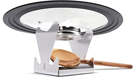 WIETRE DeKo Küchenhelfer Deckelhalter Kochlöffelablage | der Profi Allrounder für Jede Küche - aus hochwertigem Edelstahl | Kochbuchhalter Löffelablage