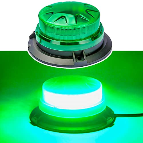 AUXMOTEC Green Led Emergency Strobe Beacon Lights with Magnetic Mount and 8 Flash Models Warning Safety Flashing Rooftop Signal Lamps for Vehicles Forklift Truck Tractor Golf Car(24-LED 12V-24V)