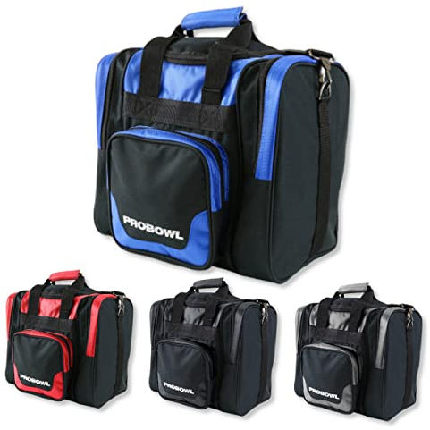 EMAX | Pro Bowl Bowlingtasche - Deluxe Single Tote | Bowling-Ball-Tasche mit Schuhfach | EIN-Ball-Tasche | Bowling Bag | Schwarz/Blau