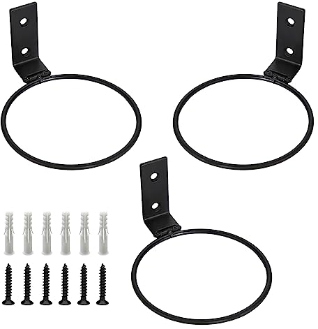 Pamtns 3 Pièces Supports Muraux pour Pot de Fleurs Anneau de Support de Pot de Fleur Plante Exterieur Porte Pots Anneau Titulaire Pliable Support Jardinière Metal​ avec Vis pour Intérieure Extérieur