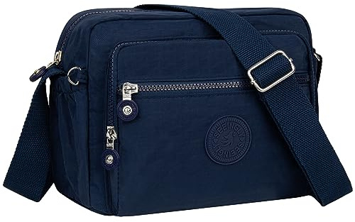 NEWIROVE Bolso Bandolera Mujer con Correa Ajustable & Multibolsillos,Azul