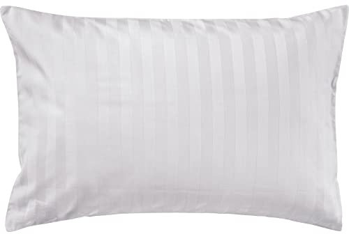 Pure Label Mako Satin Damast Streifen Kissenbezug 40x60 cm aus 100% Baumwolle in weiß| Traumhaft weiches Deko Kissen passend zu unseren Bettwäsche Sets